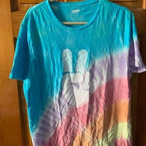 Old Navy Rainbow Tie Dye Peace Sign T-Shirt